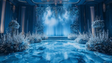 Elegant Blue Wedding Ceremony Venue Decor