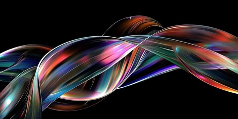 Colorful Metallic Ribbons and Curves Abstract Digital Background