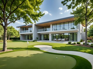 golf course in minimalist home yard