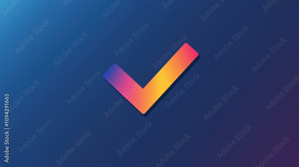 Poster colorful gradient checkmark icon representing verification