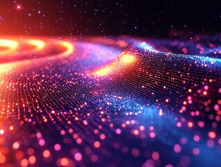 Energetic Neon Vortex Graph Symbolizing Rapid Data Expansion and Technological Innovation