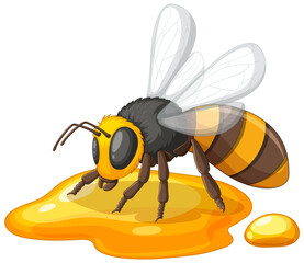 Bee on Honey with Golden Glow