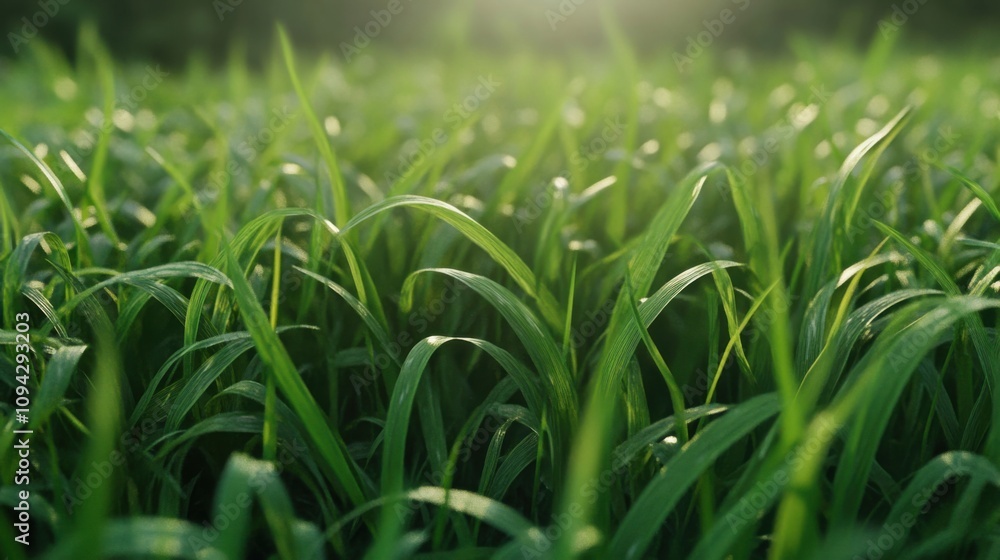 Poster fresh green grass backdrop with a clean 3d rendering