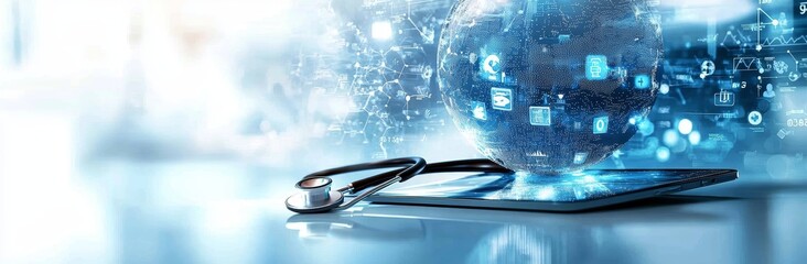 Digital Healthcare Technology Doctor Medical Network Patient Diagnosis Record Analysis Stethoscope