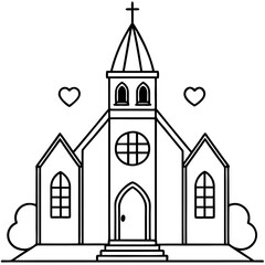 church with hearts illustration