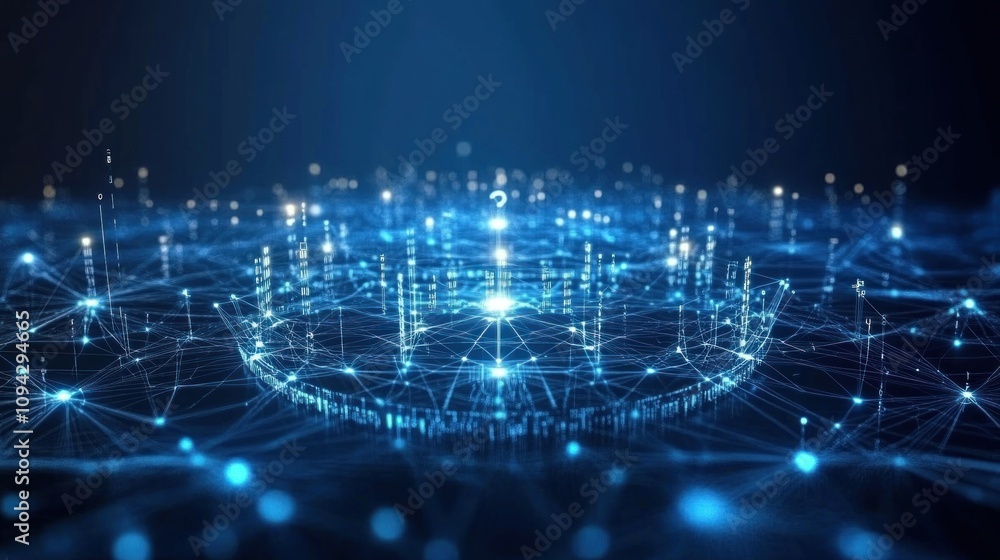 Aufkleber abstract digital network with glowing nodes and connections.