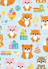 Baby Seamless pattern with animals