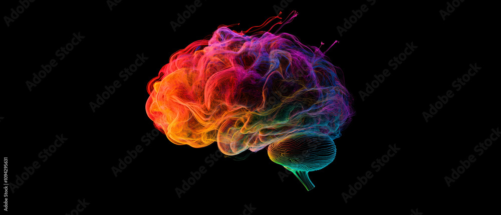 Aufkleber abstract colorful brain vibrant neural network visualization