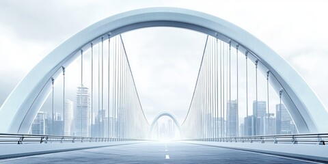 Obraz premium A modern bridge spans a cityscape, showcasing sleek design and urban environment.