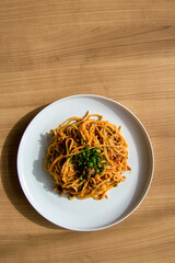 spaghetti with tomato paste