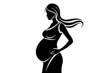 Pregnant Woman Silhouette Vector Illustration - Maternity and Motherhood Design