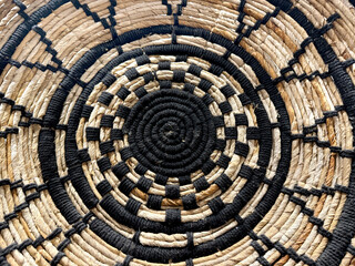 Random spiral rattan or wicker art and craft, round circle spiral synthetic rattan basket weave...