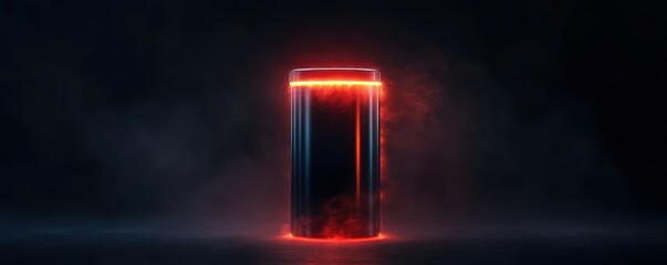High-resolution illustration of a lithium battery glowing, symbolizing energy and innovation in technology.