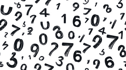 A bunch of numbers are drawn in a pattern on a white background