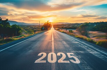 Concept theme of future path and success in life and business in the new year 2025