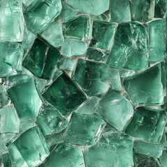 A close-up view of beautiful green glass pieces, showcasing unique textures and colors, perfect for various decorative uses.