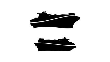cargo ship emblem, black isolated silhouette