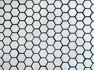 Hexagon or honeycomb pattern in white color seamless background. Hexagon mozaic seamless texture