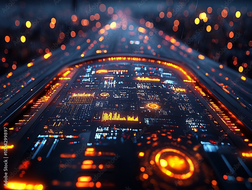 Poster glowing ai powered marketing dashboard with real time data visualization