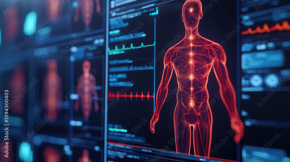 Poster artificial intelligence enables precision medicine through advanced monitoring. visualizing human an