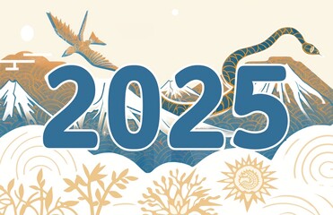 Obraz premium Illustration for cultural celebration of chinese new year 2025 snake zodiac symbol