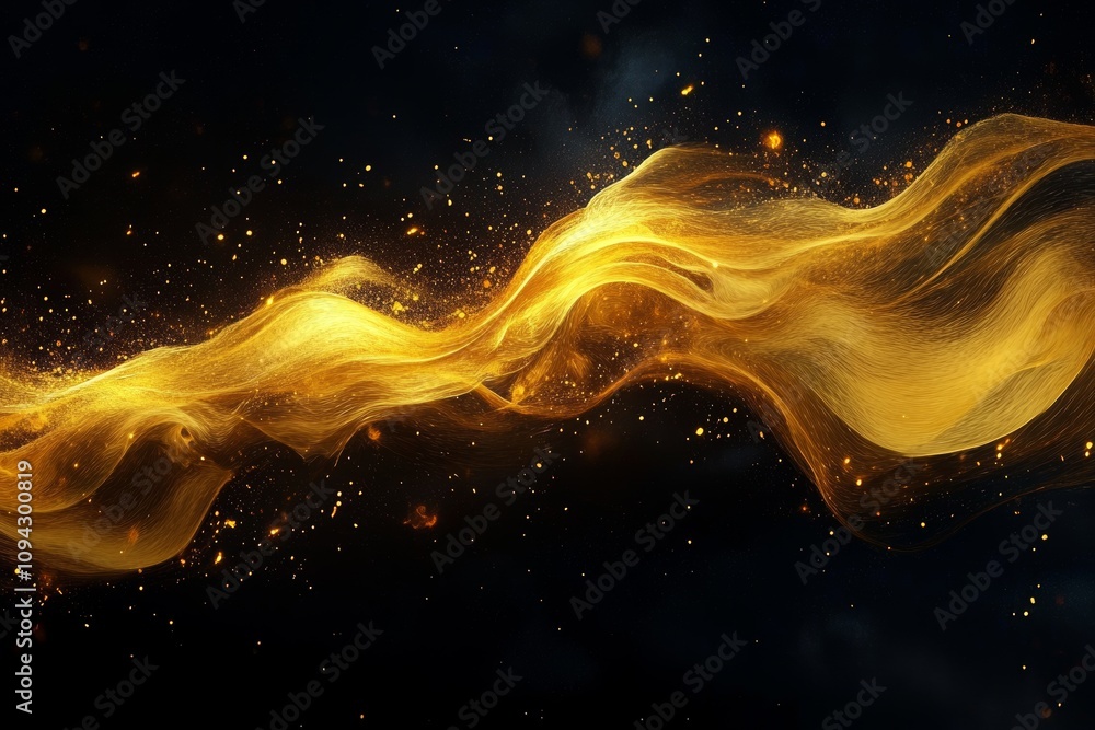 Aufkleber elegant gold and black abstract waves background art with flowing smoke and dynamic patterns