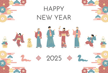 2025　巳年　年賀状イラスト