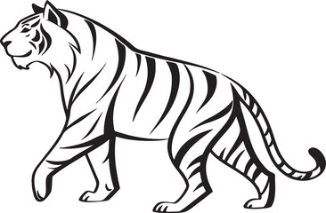 A Tiger , silhouette style, minimalist. white background