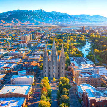 An aerial view of downtown provo Utah
