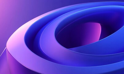 Obraz premium Futuristic Abstract Minimalist 3D Shapes with Gradient Blue and Purple