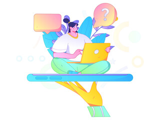 Virtual characters social communication concept business flat vector hand drawn illustration
