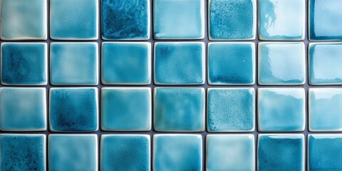 Glossy Blue Ceramic Tiles with Gradient in Grid Pattern for Modern Interiors