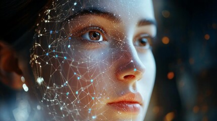 A woman's face is shown in a computer generated image with a lot of lines