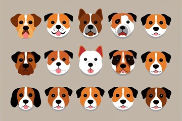 Obraz premium Humorous Cartoon Dog Head Art Collection in Contemporary Flat Design Style