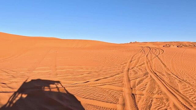 Drive recreation off road red sand mountain Utah POV 2. Southern desert Sand Hollow. Red sandstone, dirt, sand trails. Outdoor extreme 4x4 recreation ride and adventure. Nature outdoor environment.