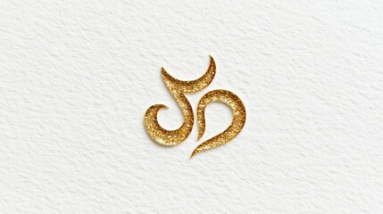 An elegant, minimalistic logo featuring the sacred symbol "Om" in gold foil on a white background. The design should convey spirituality and peace with clean lines and subtle details.,generated ai.