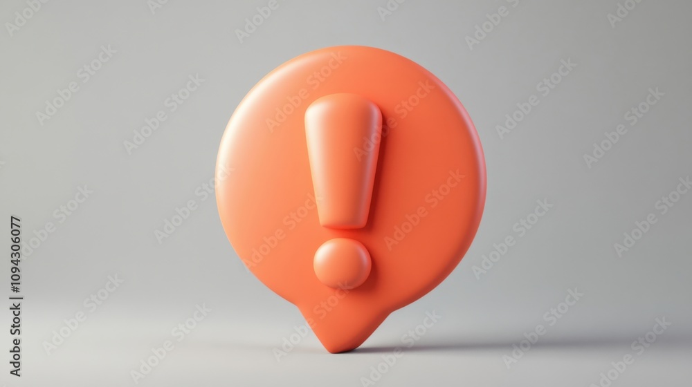 Poster speech bubble with exclamation mark, isolated. 3d rendering