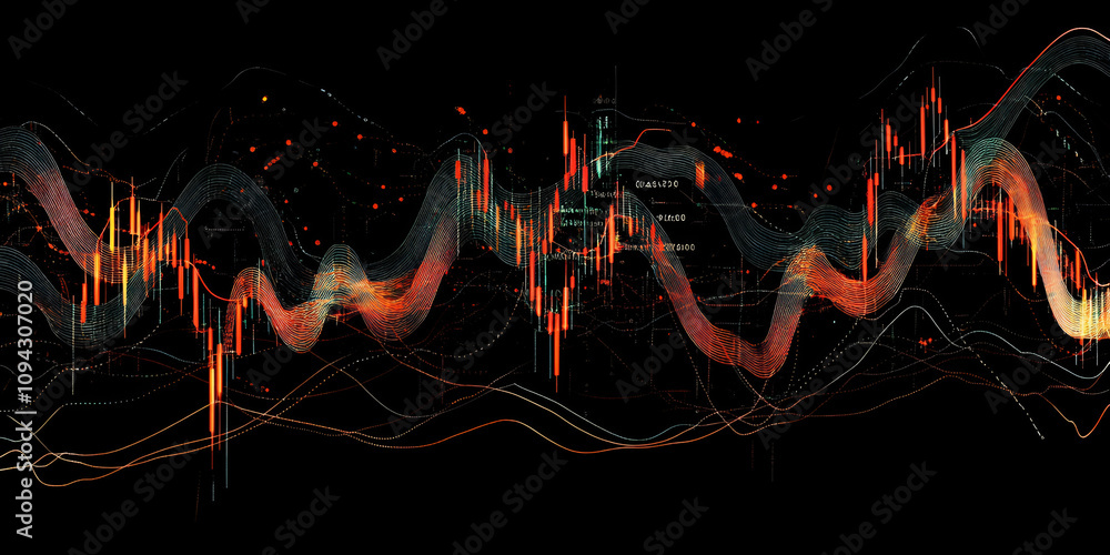 Poster abstract financial data visualization: a captivating abstract visualization of financial data, featu
