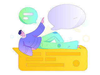 Virtual characters social communication concept business flat vector hand drawn illustration
