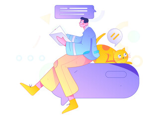 Virtual characters social communication concept business flat vector hand drawn illustration
