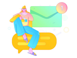 Virtual characters social communication concept business flat vector hand drawn illustration
