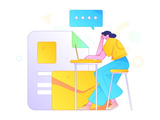 Virtual characters social communication concept business flat vector hand drawn illustration
