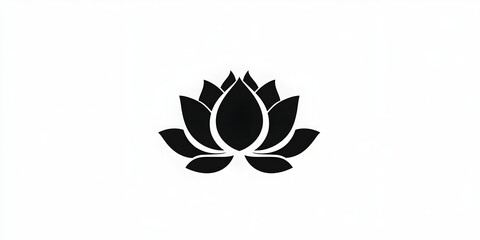Fototapeta premium Simple black lotus flower graphic design.