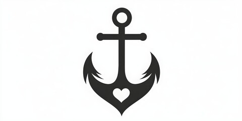 Nautical love: A black anchor with a white heart. © pippadigs