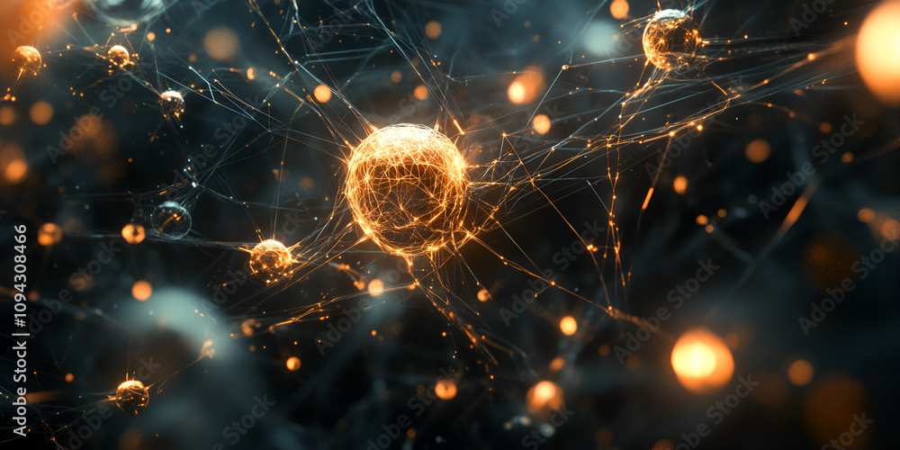 Poster neural network abstract: a mesmerizing abstract image of a neuron firing, showcasing its intricate n