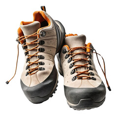 A pair of hiking boots isolated on a transparent background