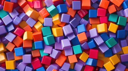 Bright multicolored plastic block pattern backdrop