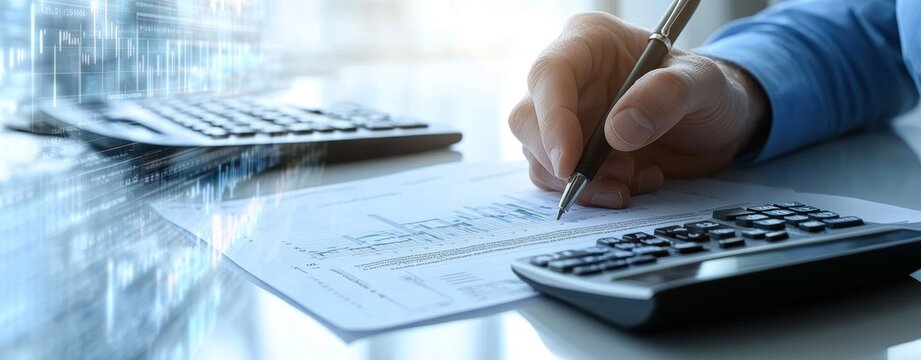 Businessman Writing Financial Document Analyzing Investment Growth in Healthcare and Medical Industry