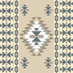 Brown and Cream Navajo tribal vector seamless pattern. Native American ornament. Design for wallpaper and carpet.