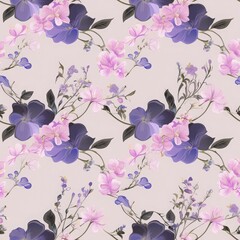 Elegant Purple and Pink Floral Seamless Pattern